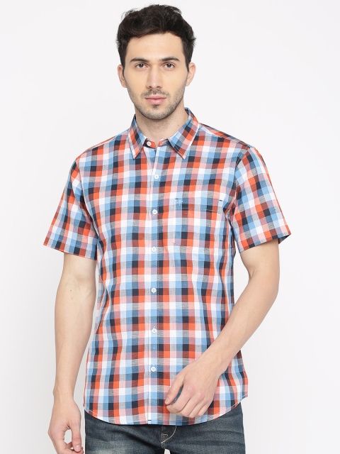 

PIVOTO Men Blue & Red Comfort Regular Fit Checked Casual Shirt