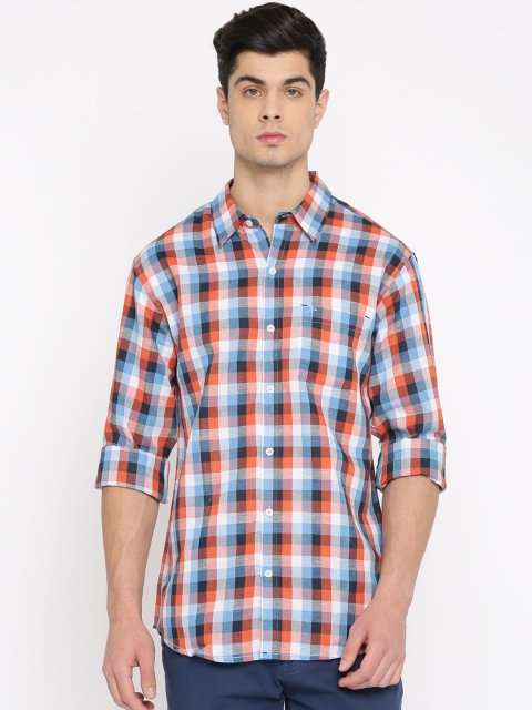 

PIVOTO Men Blue & Red Slim Fit Checked Casual Shirt