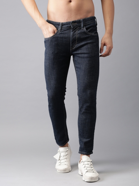 

HERE&NOW Men Blue Slim Fit Cropped Mid-Rise Clean Look Stretchable Jeans