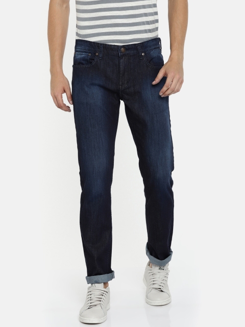 

American Crew Men Blue Straight Fit Mid-Rise Clean Look Stretchable Jeans