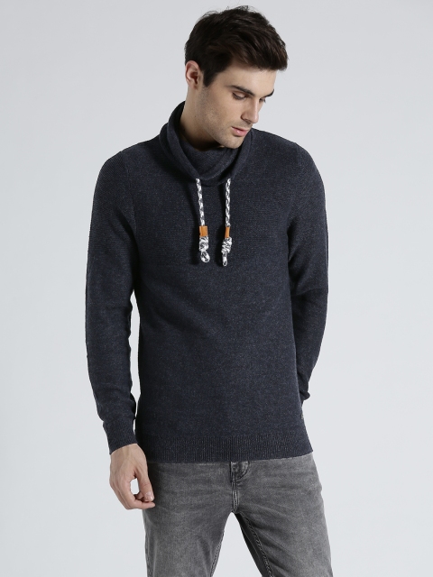 

s.Oliver Men Navy Blue Solid Sweater
