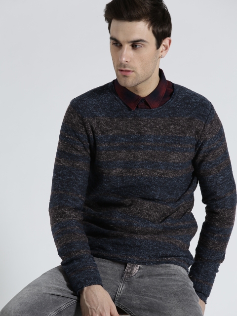

s.Oliver Men Navy Blue & Grey Pullover