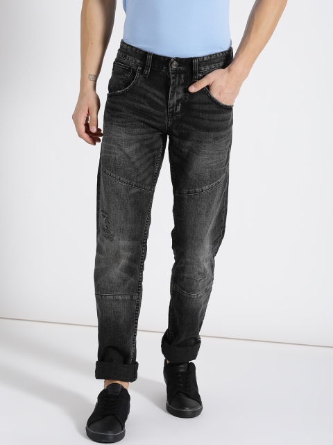 

s.Oliver Men Black Regular Fit Mid-Rise Low Distressed Jeans