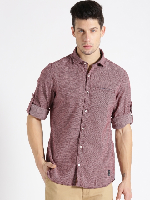 

s.Oliver Men Maroon Slim Fit Self-Design Casual Shirt