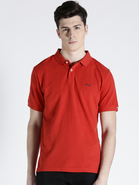 

s.Oliver Men Red Polo Collar T-shirt