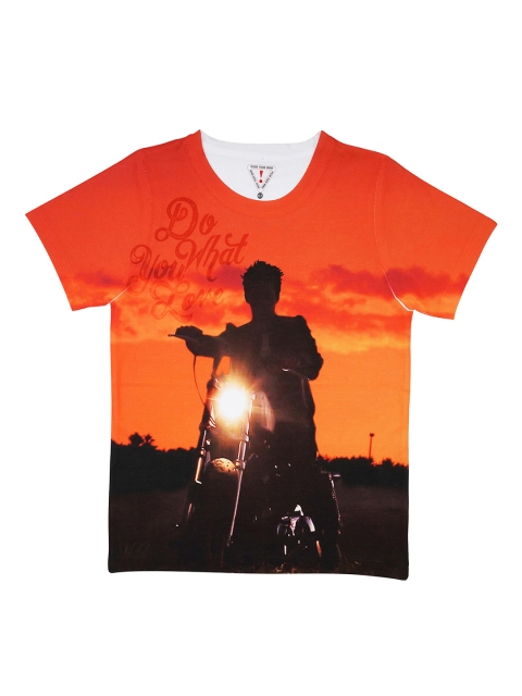 

Wear Your Mind Boys Red & Black Printed Round Neck Regular Fit T-shirt
