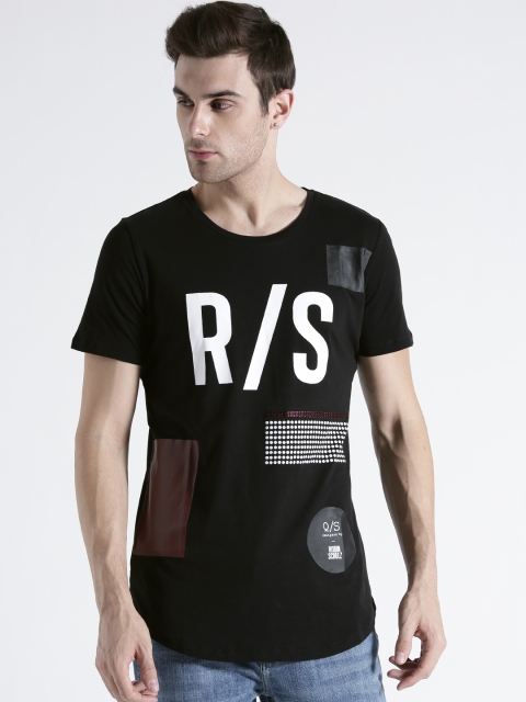 

s.Oliver Men Black Printed Round Neck T-shirt