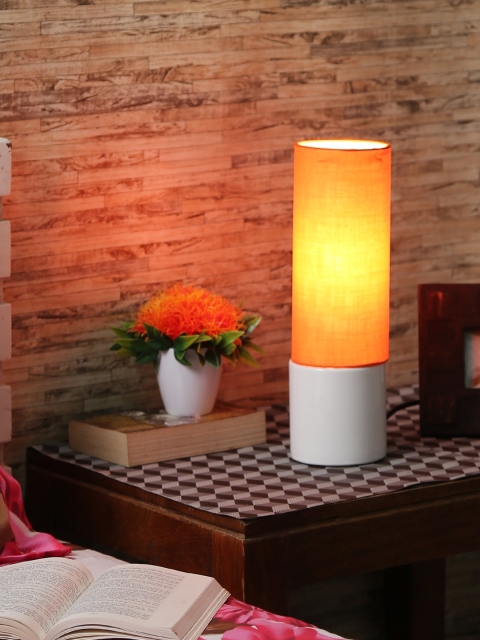 

House Of Accessories Orange Column Table Lamp with Shade