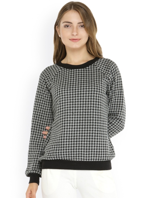 

Pannkh Women Grey & Black Printed Sweatshirt