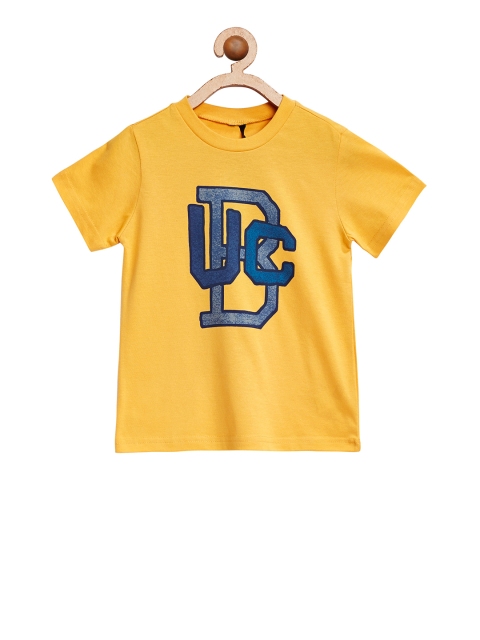 

United Colors of Benetton Boys Yellow Printed Round Neck T-shirt
