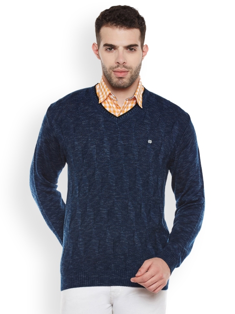 

Duke Men Blue Self Design Pullover