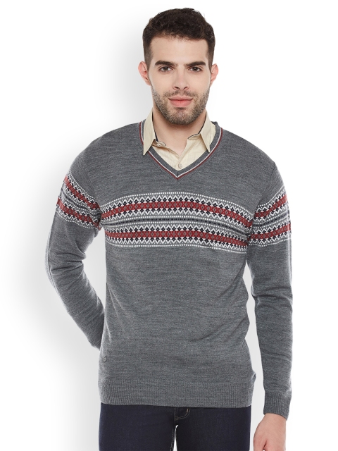 

Duke Men Grey Melange Solid Pullover