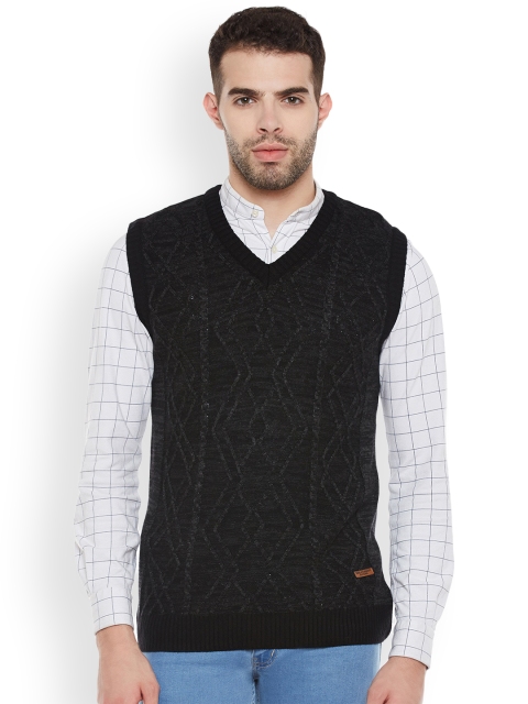 

Duke Men Black Self Design Sweater Vest