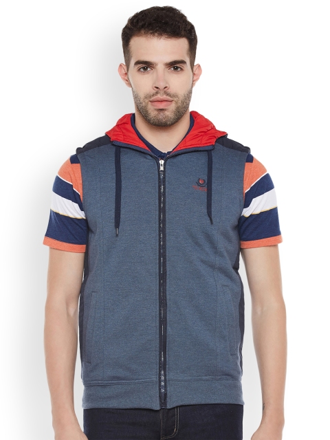 

Duke Men Blue Solid Hooded Sweatshirt