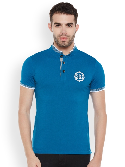 

Duke Men Blue Solid Polo Collar Slim Fit T-shirt