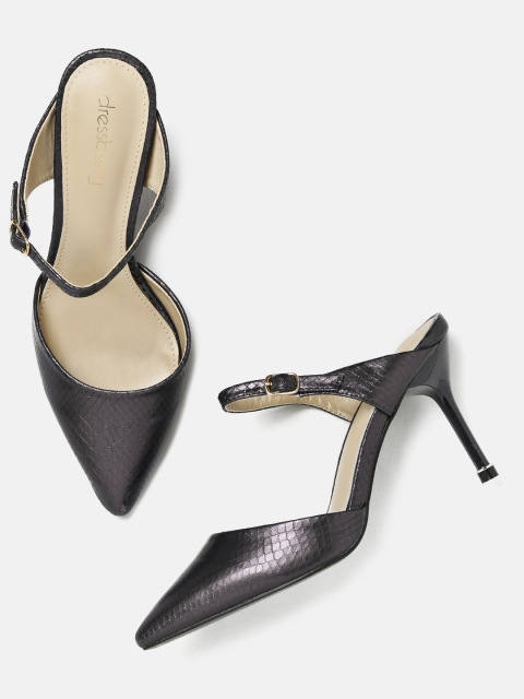 

DressBerry Women Gunmetal-Toned Solid Pumps, Metallic