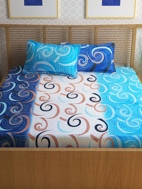 

Story@home Blue Cotton 240 TC 1 King Double Bedsheet with 2 Pillow Covers