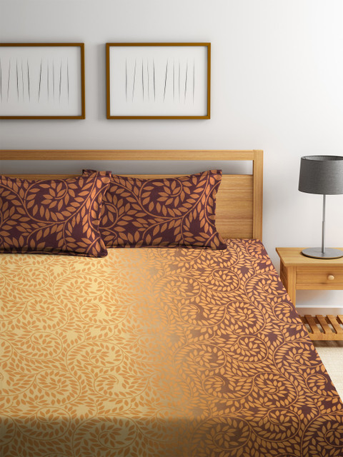 

BOMBAY DYEING Brown Cotton 140 TC Superfine Double King Bedsheet with 2 Pillow Covers