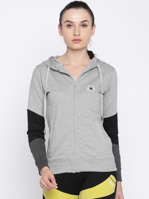 

Converse Women Grey Melange Solid Hooded Sweatshirt