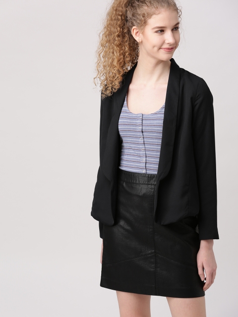 

DressBerry Women Black Front Open Casual Blazer