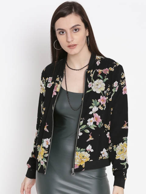 

FOREVER 21 Women Black Printed Bomber Jacket