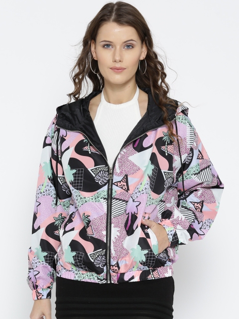 

FOREVER 21 Women Lavender & Pink Printed Lightweight Bomber Jacket
