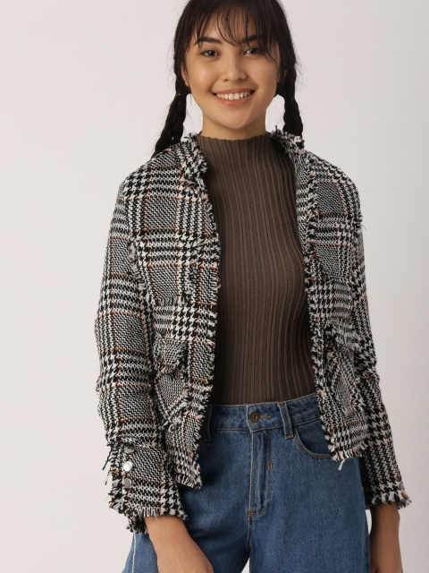 

DressBerry Women Black Self Design Tailored Jacket
