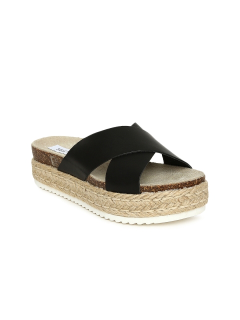 

Steve Madden Women Black Solid Leather Flatforms