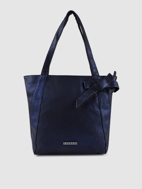 

Caprese Navy Blue Solid Tote Bag