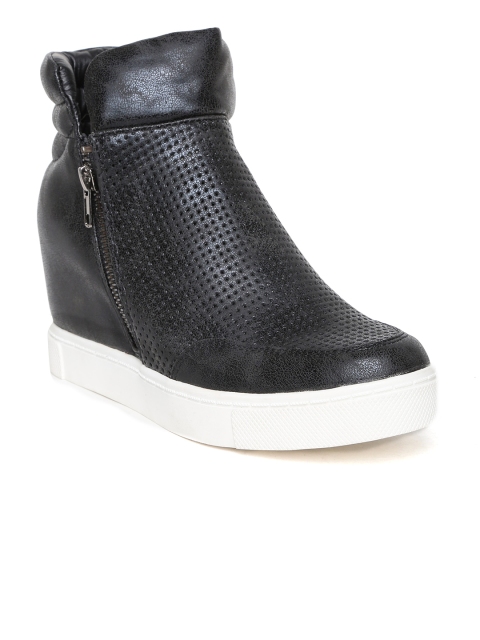 Steve Madden Women Black Perforated Heeled Boots available at myntra for Rs.5849