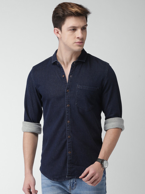 

Mast & Harbour Men Blue Slim Fit Solid Casual Shirt