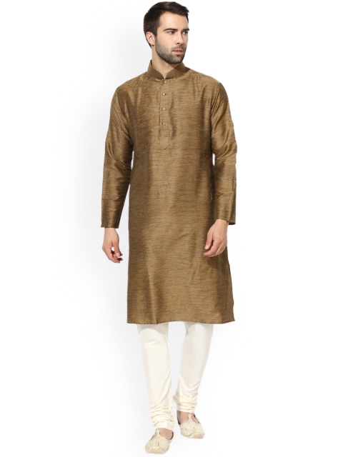 

KISAH Men Khaki & White Solid Kurta with Churidar