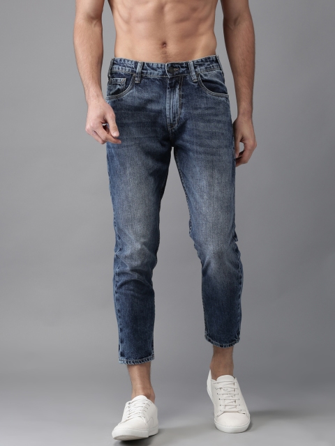 

HERE&NOW Men Blue Slim Tapered Fit Mid-Rise Cropped Jeans