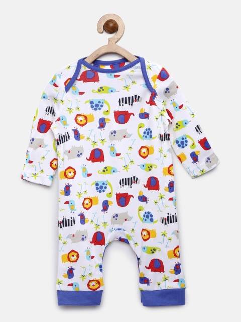 

mothercare Boys White & Blue Printed Rompers