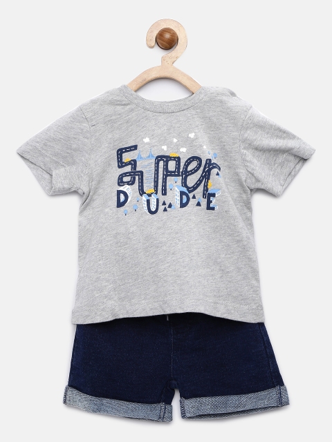 

mothercare Boys Grey & Blue Printed Clothing Set