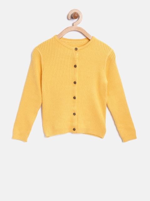 

mothercare Girls Yellow Self-Striped Cardigan