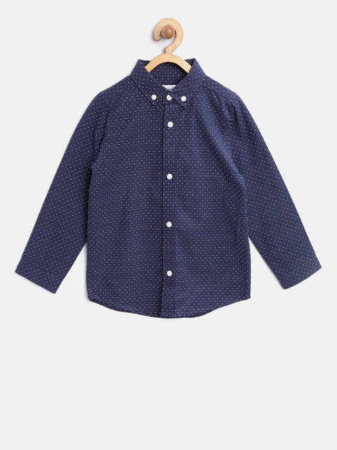 

mothercare Boys Navy Comfort Fit Self Design Casual Shirt, Navy blue