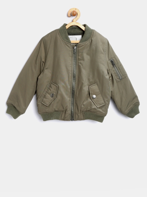 

mothercare Boys Olive Green Solid Bomber Jacket