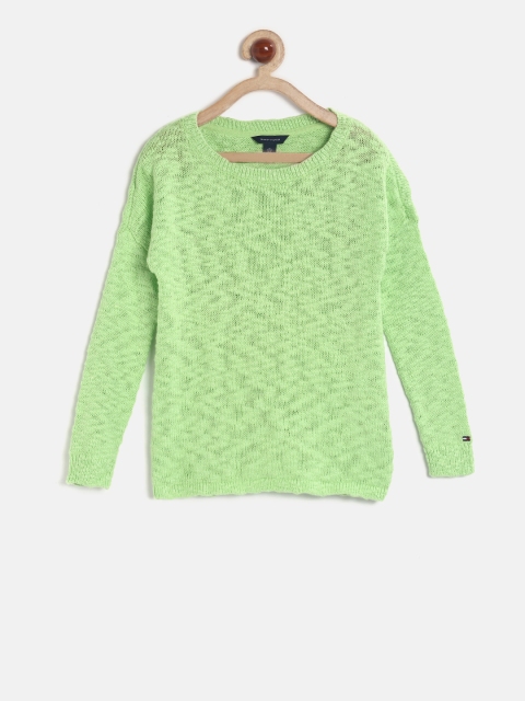 

Tommy Hilfiger Girls Lime Green Self-Design Pullover Sweater
