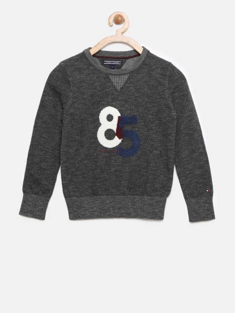

Tommy Hilfiger Boys Charcoal Grey Self-Design Pullover