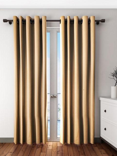

S9home by Seasons Beige Set of 2 Printed Room Darkening Long Door Curtains