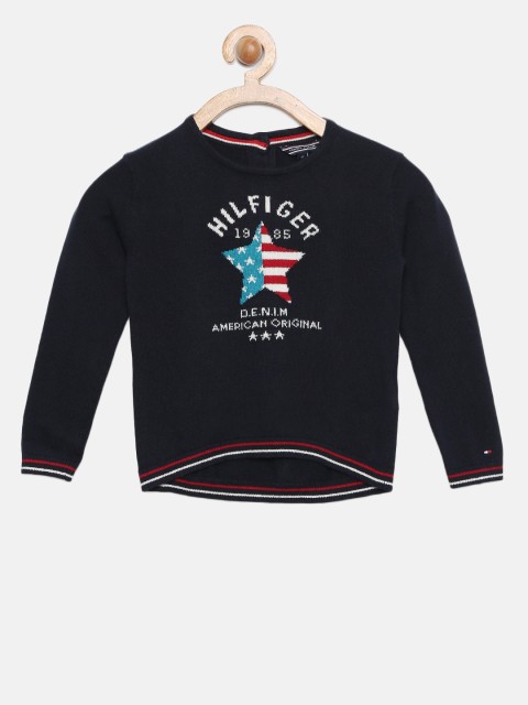 

Tommy Hilfiger Girls Blue Solid Sweater, Navy blue