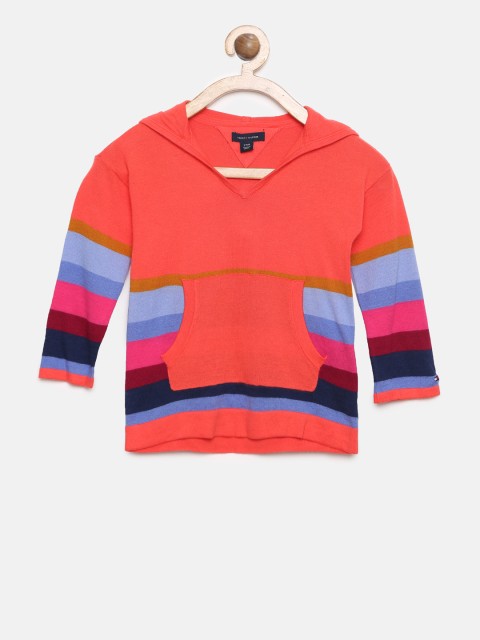 

Tommy Hilfiger Girls Multicoloured Striped Hooded Sweater, Multi