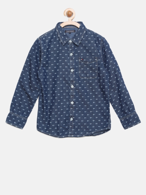 

Tommy Hilfiger Boys Navy Printed Denim Shirt, Navy blue