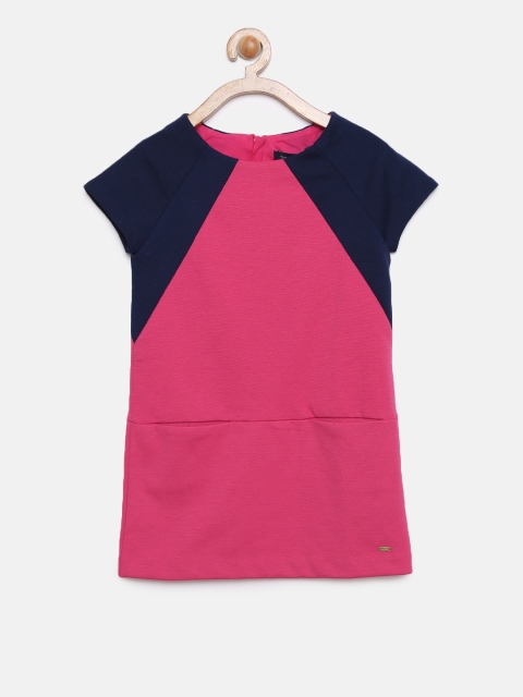 

Tommy Hilfiger Girls Pink & Navy Colourblocked NELLIE PONTE Shift Dress