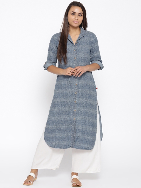 

Biba Women Blue Denim Printed Pathani Kurta