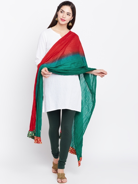 

Biba Red & Green Dyed Pure Cotton Dupatta