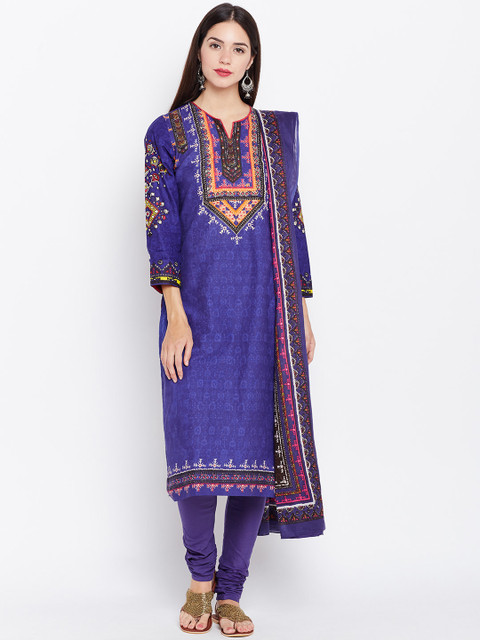 

Biba Women Blue Printed Kurta with Churidar