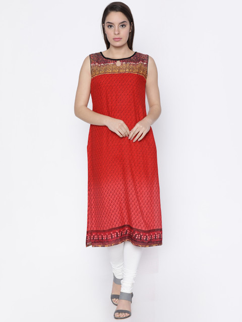 

Soch Women Red Printed A-Line Kurta