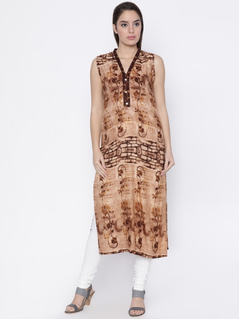 

Soch Women Brown & Beige Printed Straight Kurta